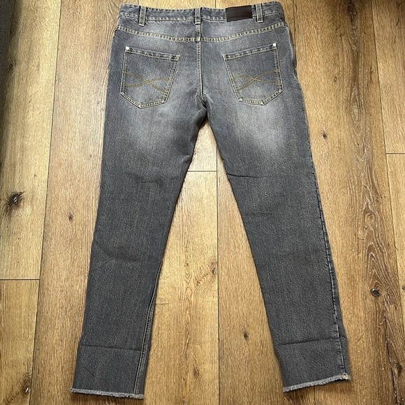 NWT Brunello Cucinelli Gray Wash Low Waist Raw Hem Straight Leg Jeans Size 12US - Picture 4 of 13